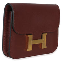 Hermès Rouge H Rose Azalee Evercolor Bicolore Constance Slim Wallet GHW Wallet 3