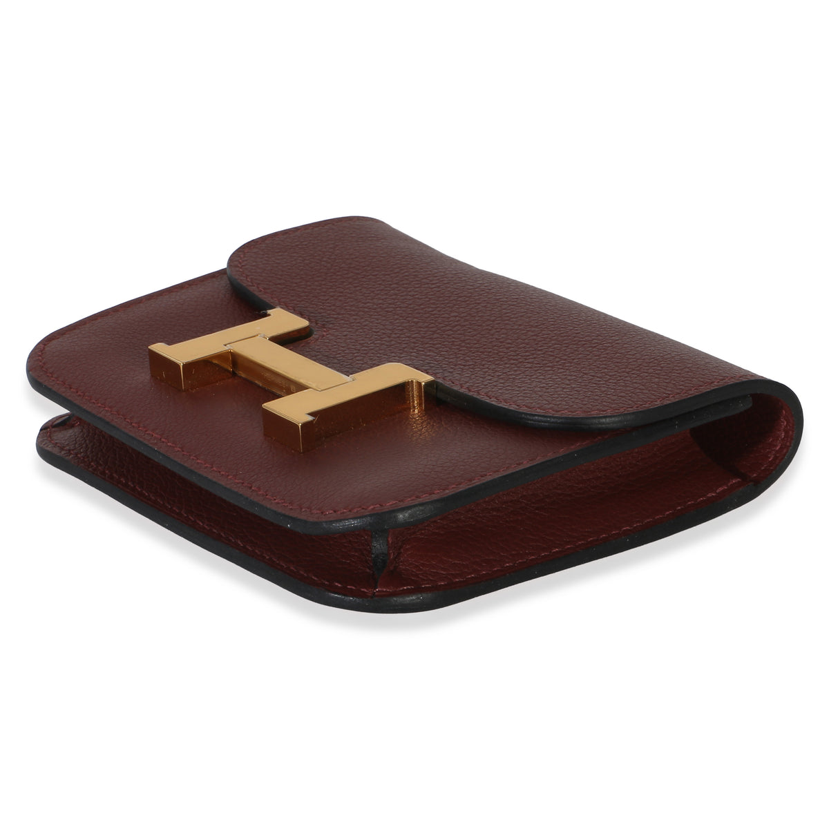 Hermès Rouge H Rose Azalee Evercolor Bicolore Constance Slim Wallet GHW Wallet 6
