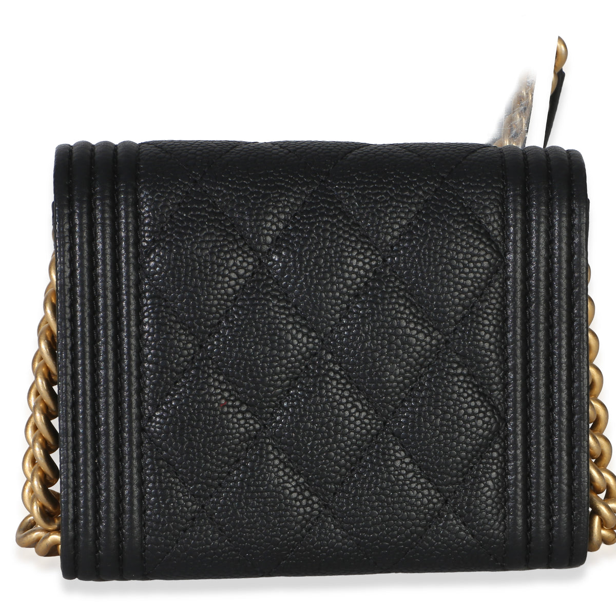 Chanel Black Quilted Caviar Boy Card Holder On Chain Handbag 4