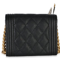 Chanel Black Quilted Caviar Boy Card Holder On Chain Handbag 4