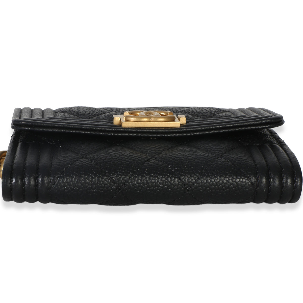 Chanel Black Quilted Caviar Boy Card Holder On Chain Handbag 5
