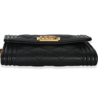 Chanel Black Quilted Caviar Boy Card Holder On Chain Handbag 5
