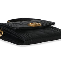 Chanel Black Quilted Caviar Boy Card Holder On Chain Handbag 7