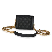 Chanel Black Quilted Caviar Boy Card Holder On Chain Handbag 9