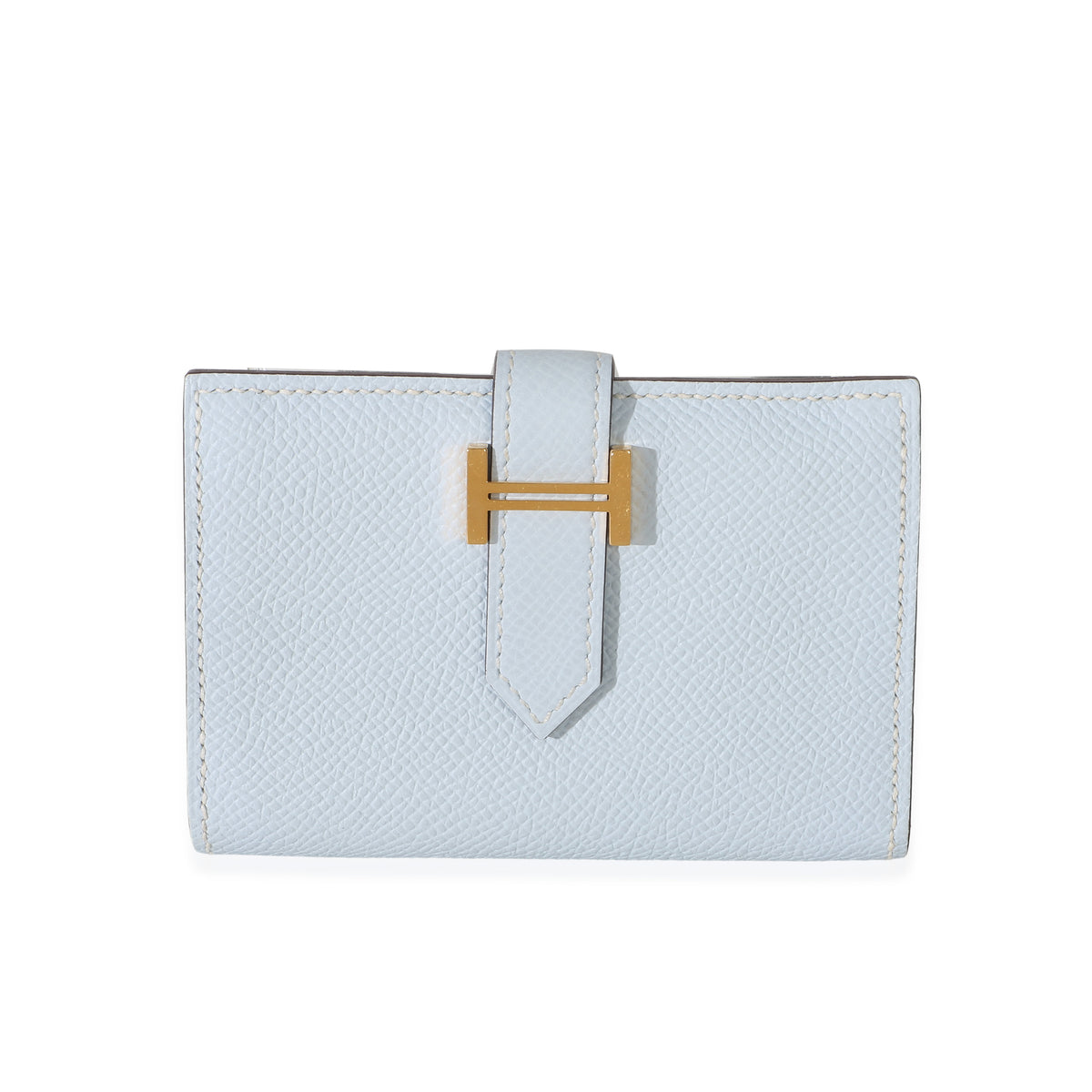 Hermès Bleu Brume Epsom Bearn Card Holder Wallet GHW Wallet fv