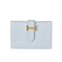 Hermès Bleu Brume Epsom Bearn Card Holder Wallet GHW Wallet fv