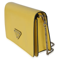 Prada Yellow Spazzolato Triangle Chain Crossbody Handbag 2