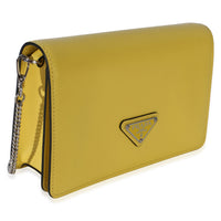 Prada Yellow Spazzolato Triangle Chain Crossbody Handbag 3