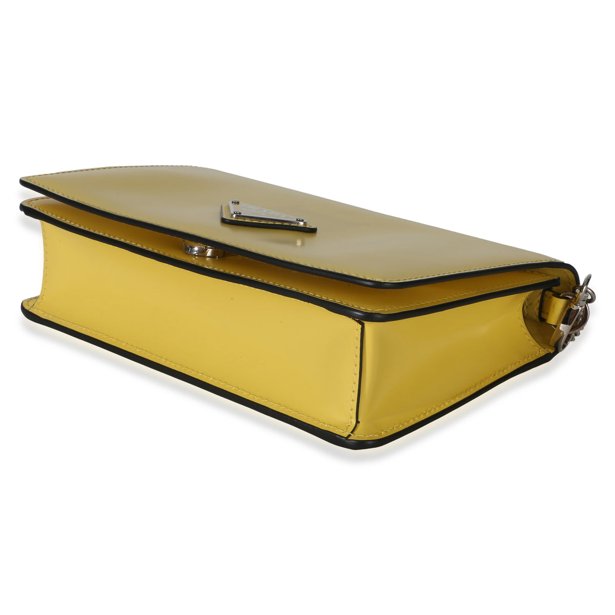 Prada Yellow Spazzolato Triangle Chain Crossbody Handbag 6