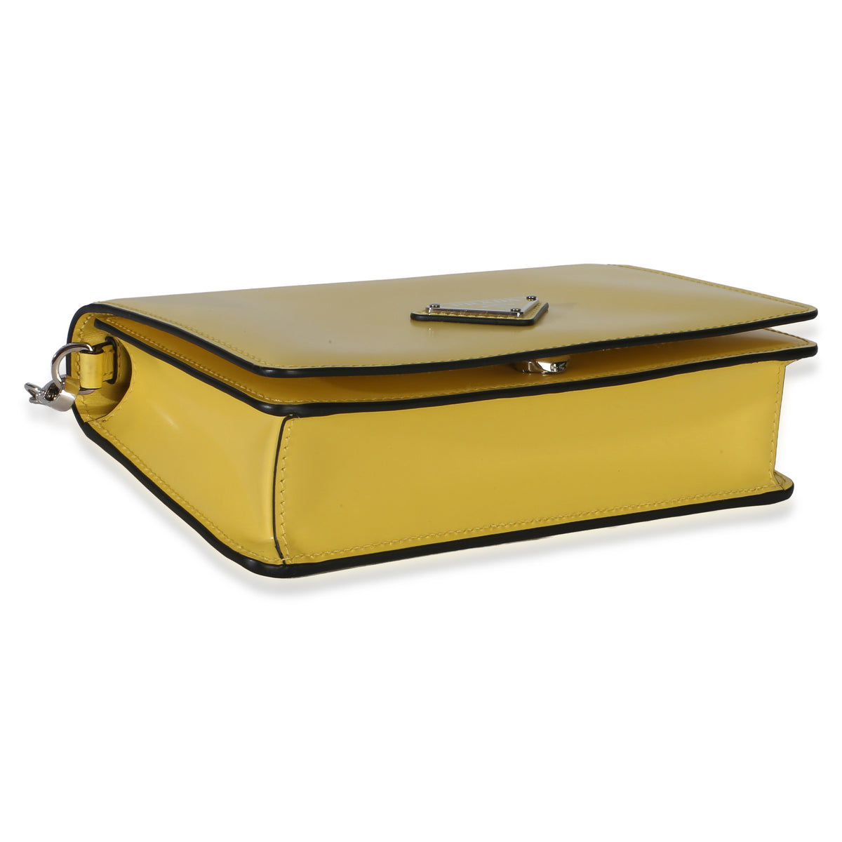 Prada Yellow Spazzolato Triangle Chain Crossbody Handbag 7