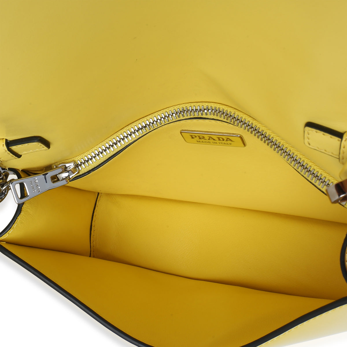 Prada Yellow Spazzolato Triangle Chain Crossbody Handbag 9