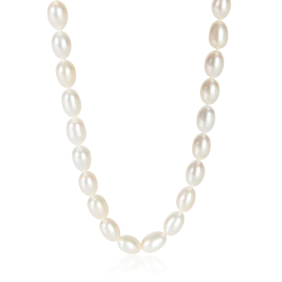 Tiffany & Co. Sterling Silver Pearl Twist Clasp Freshwater Necklace fv