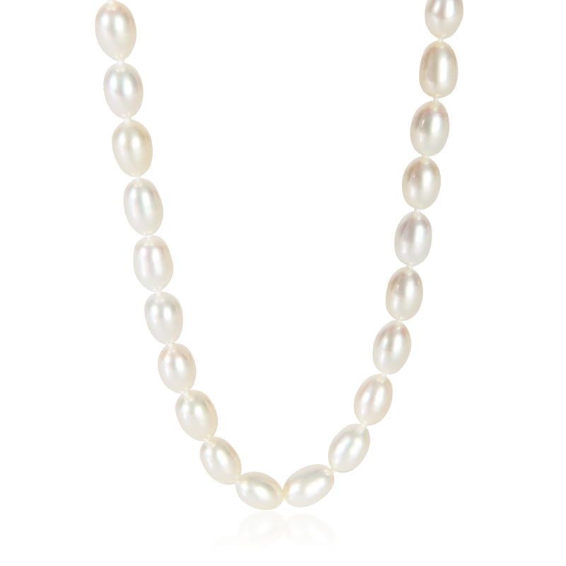 Tiffany & Co. Sterling Silver Pearl Twist Clasp Freshwater Necklace fv
