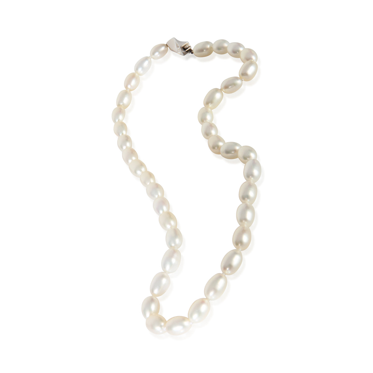 Tiffany & Co. Sterling Silver Pearl Twist Clasp Freshwater Necklace 3