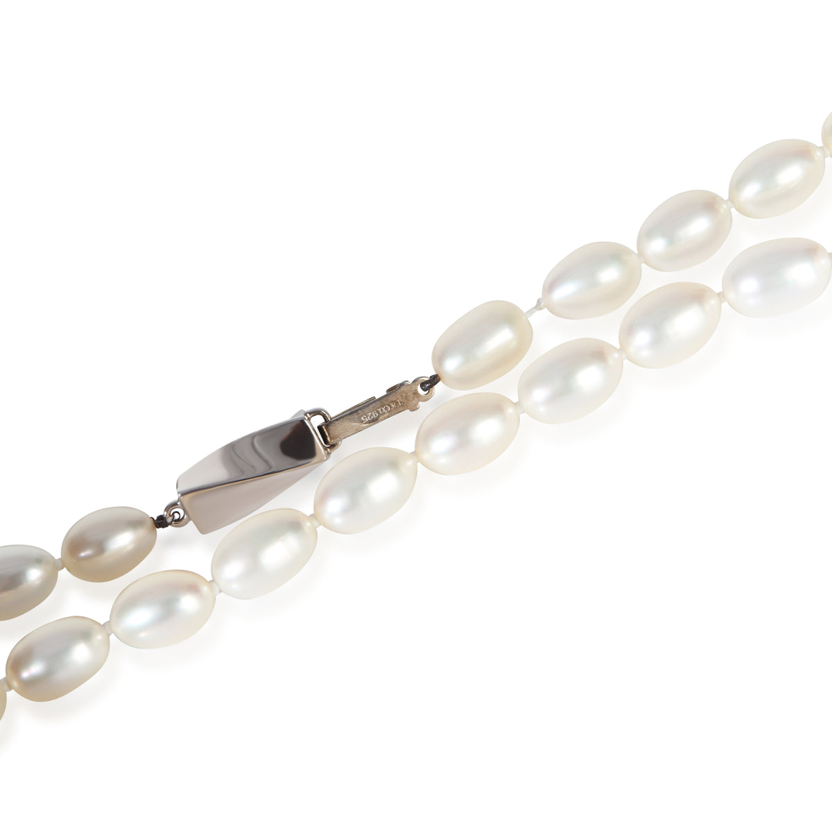 Tiffany & Co. Sterling Silver Pearl Twist Clasp Freshwater Necklace 2