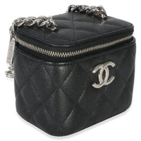 Chanel Black Quilted Caviar Coco Chain Mini Vanity Case Handbag 3