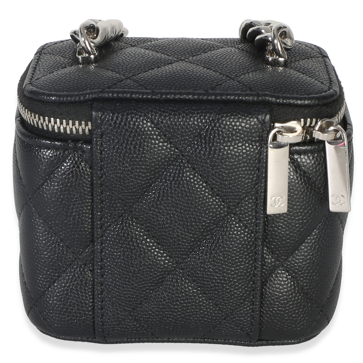 Chanel Black Quilted Caviar Coco Chain Mini Vanity Case Handbag 4