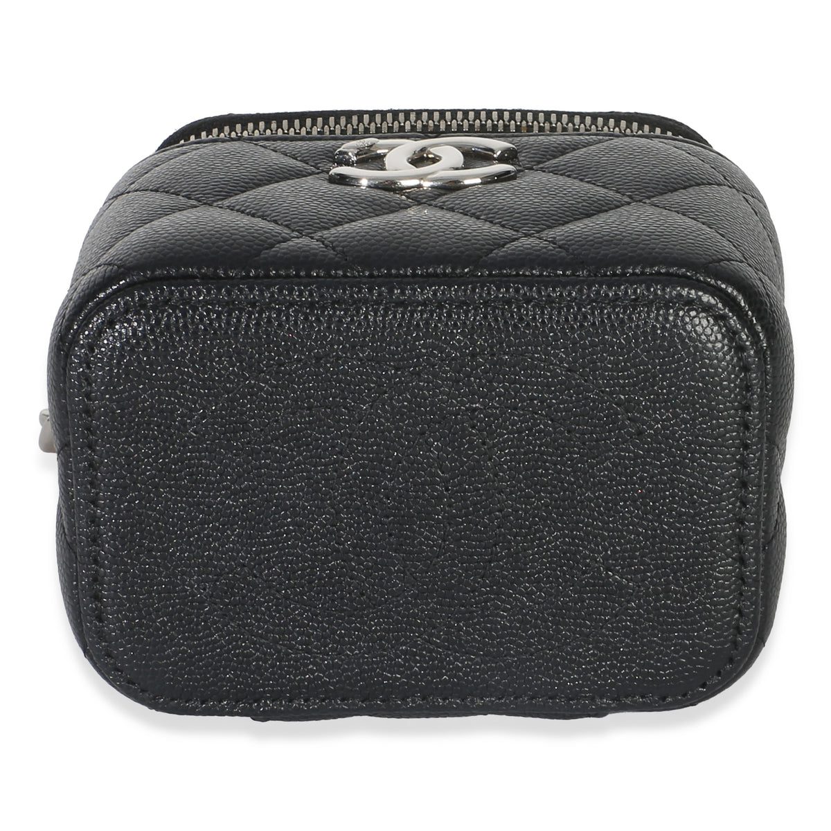 Chanel Black Quilted Caviar Coco Chain Mini Vanity Case Handbag 5