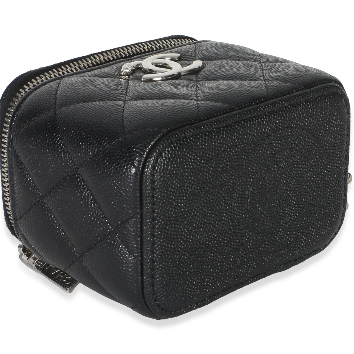 Chanel Black Quilted Caviar Coco Chain Mini Vanity Case Handbag 7