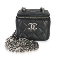 Chanel Black Quilted Caviar Coco Chain Mini Vanity Case Handbag id