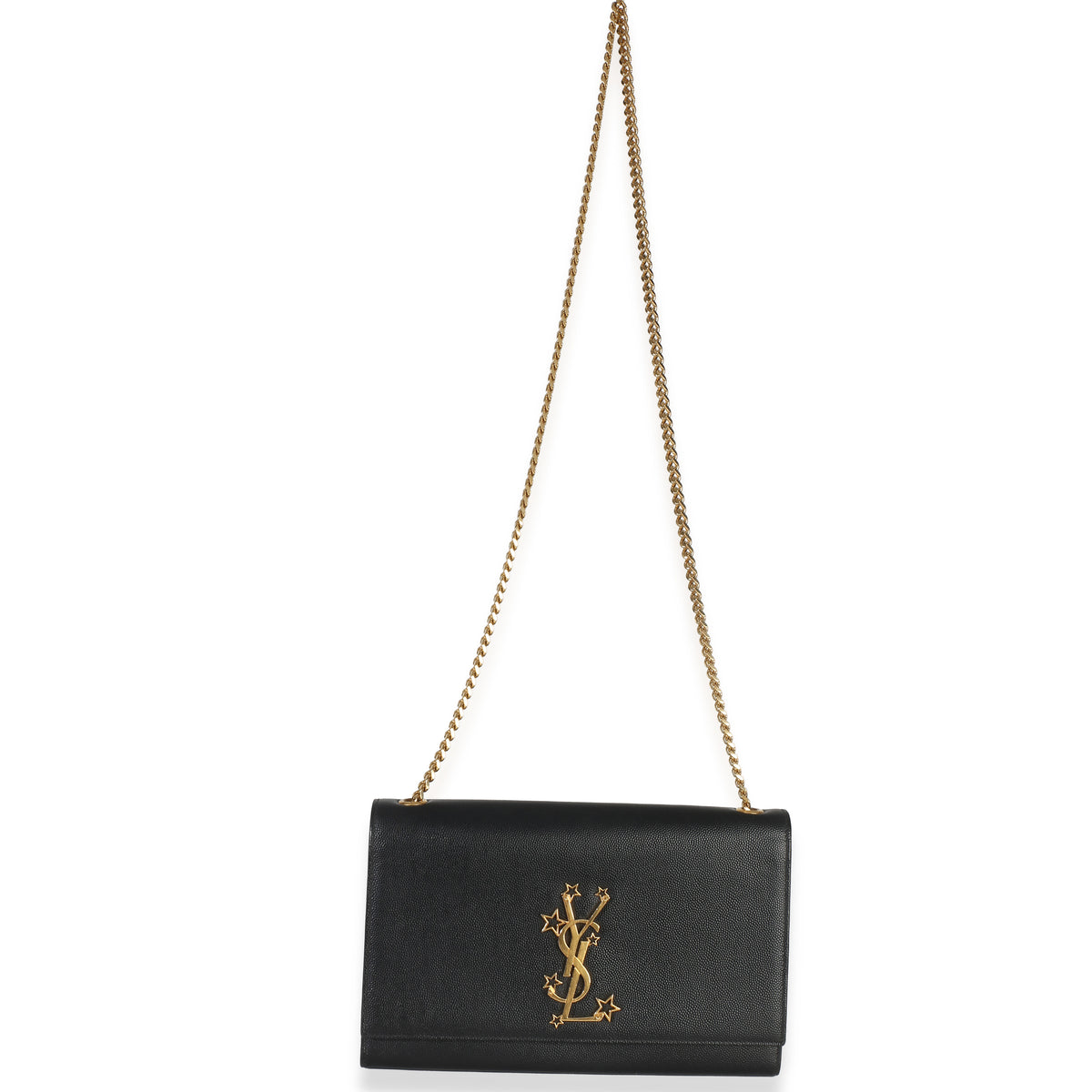 Saint Laurent Black Grain De Poudre Star Studded Monogram Medium Kate Chain Bag Handbag 8