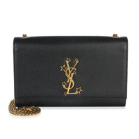 Saint Laurent Black Grain De Poudre Star Studded Monogram Medium Kate Chain Bag Handbag fv