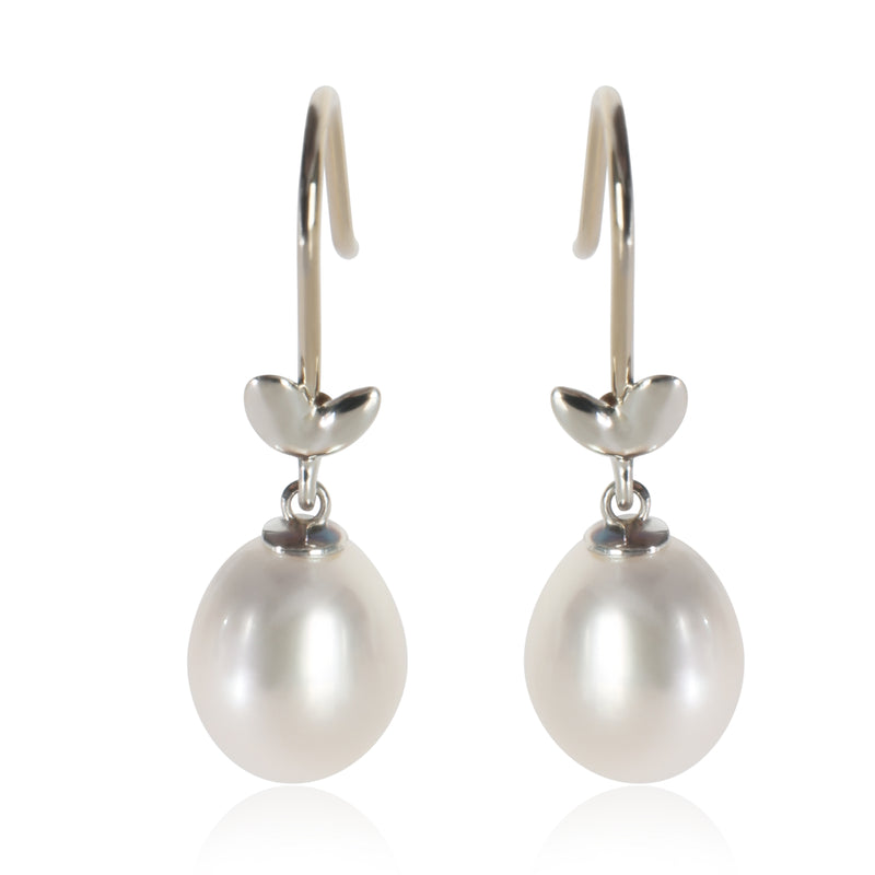 Tiffany & Co. Sterling Silver Pearl Paloma Picasso Olive Leaf Earrings