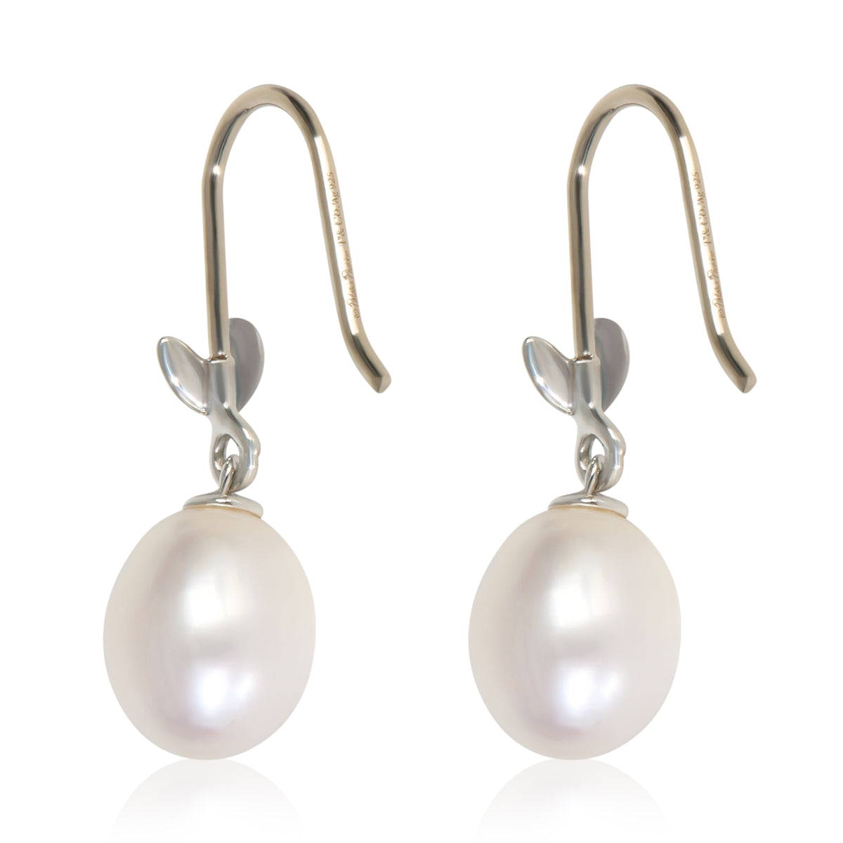 Tiffany & Co. Sterling Silver Pearl Paloma Picasso Olive Leaf Earrings