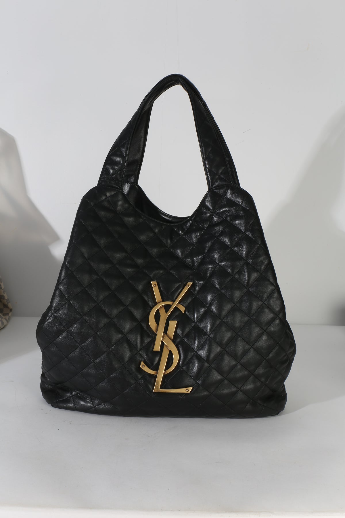 Saint Laurent Black Quilted Lambskin Maxi Icare Shopping Tote Handbag id
