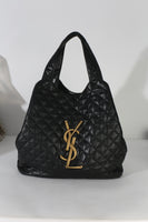 Saint Laurent Black Quilted Lambskin Maxi Icare Shopping Tote Handbag id