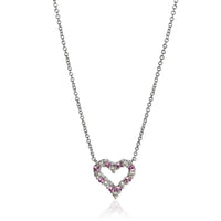 Tiffany & Co. Platinum Pink Sapphire and Diamond Heart Necklace fv