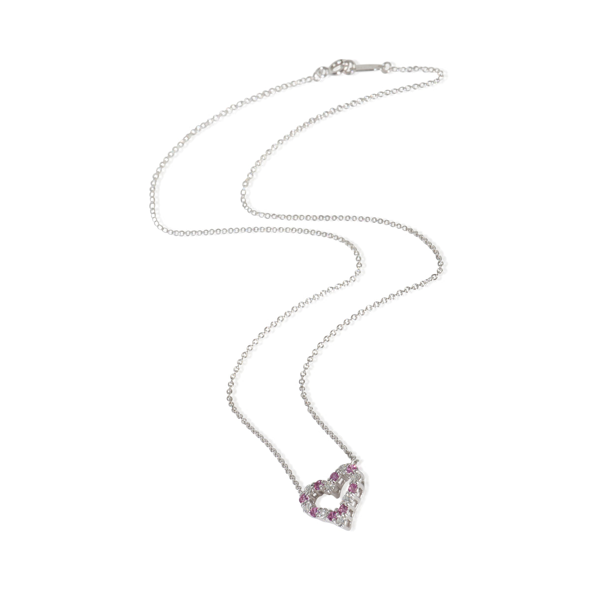 Tiffany & Co. Platinum Pink Sapphire and Diamond Heart Necklace 3