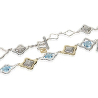 David Yurman Yellow Gold & Sterling Silver Topaz Quatrefoil Station Necklace 2