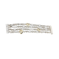David Yurman Yellow Gold & Sterling Silver  Figaro Multi Strand Bracelet 2