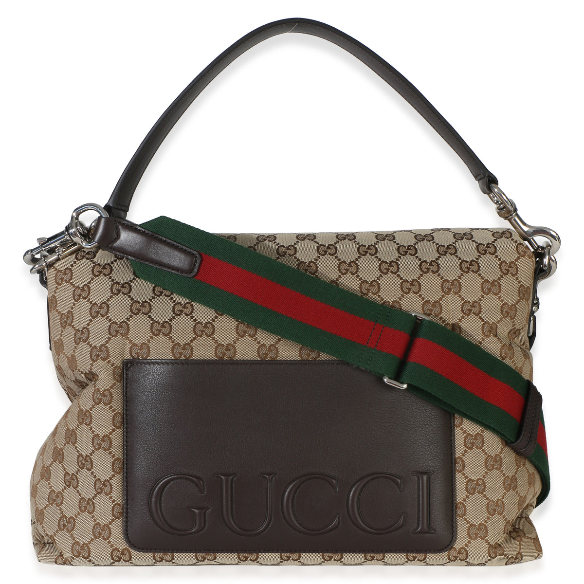 Gucci Dark Brown GG Monogram Canvas Large Crossbody Bag Handbag 4
