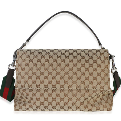 Gucci Dark Brown GG Monogram Canvas Large Crossbody Bag Handbag fv
