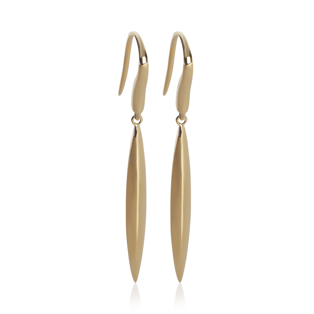 Tiffany & Co. Yellow Gold  Feather Drop Earrings fv