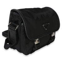 Prada Black Tessuto Saffiano Double Buckle Messenger Bag Handbag 3