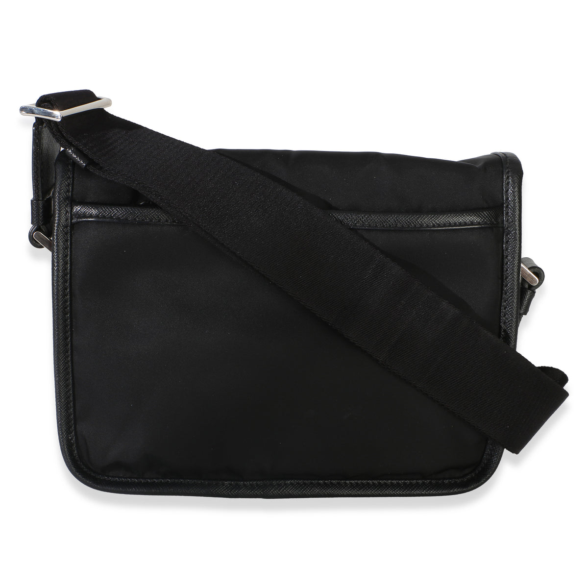 Prada Black Tessuto Saffiano Double Buckle Messenger Bag Handbag 4