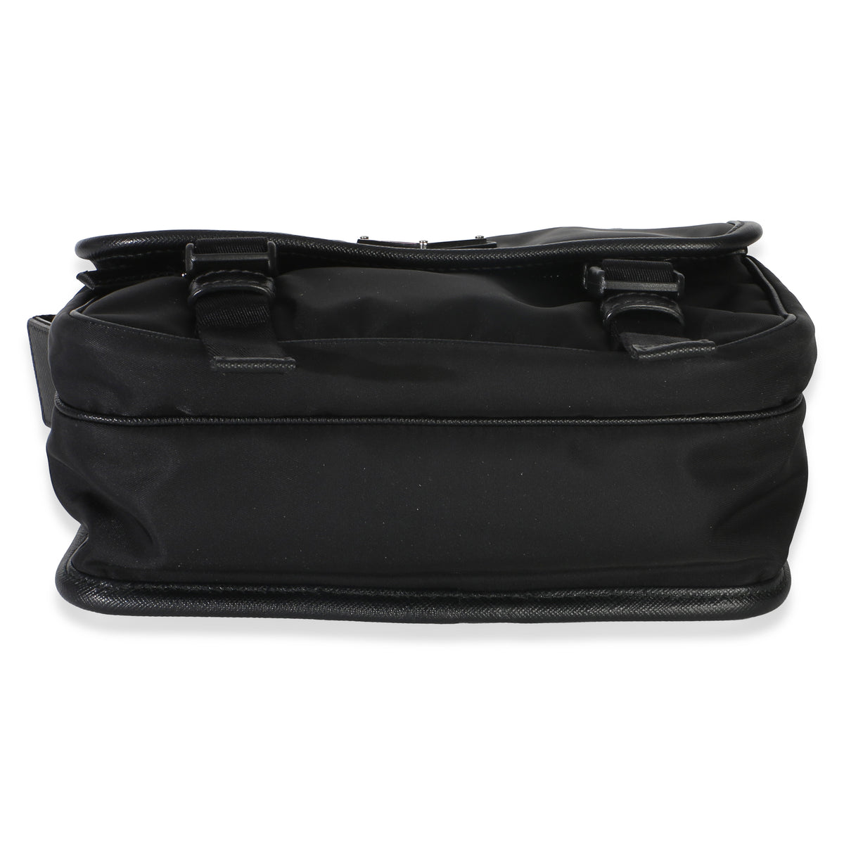 Prada Black Tessuto Saffiano Double Buckle Messenger Bag Handbag 5