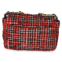 Chanel Red Black Multicolor Quilted Tweed Medium  19 Flap Bag Handbag 2
