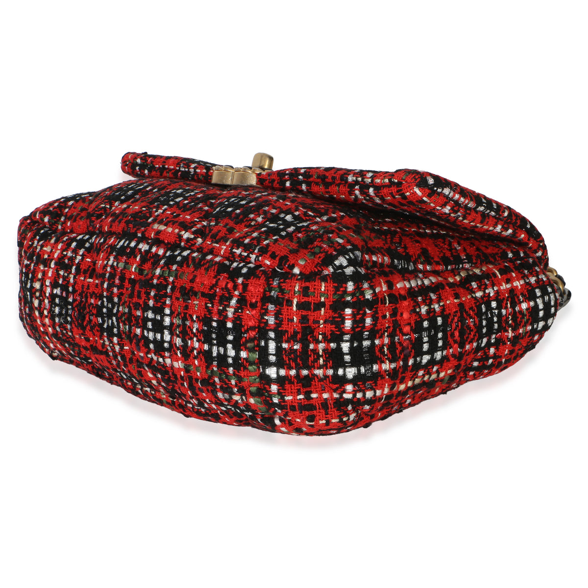 Chanel Red Black Multicolor Quilted Tweed Medium  19 Flap Bag Handbag 4