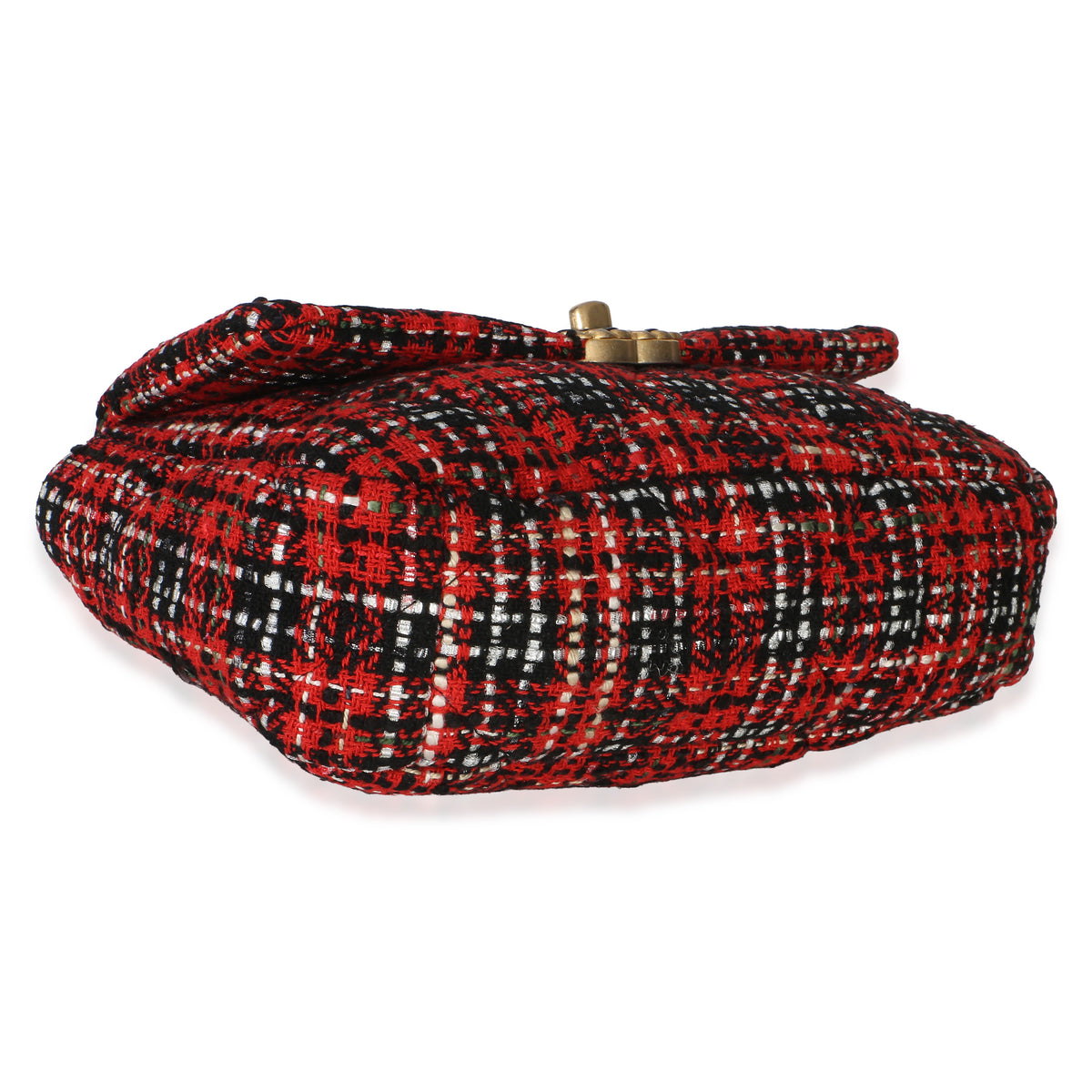 Chanel Red Black Multicolor Quilted Tweed Medium  19 Flap Bag Handbag 5