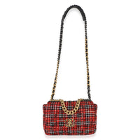 Chanel Red Black Multicolor Quilted Tweed Medium  19 Flap Bag Handbag 6