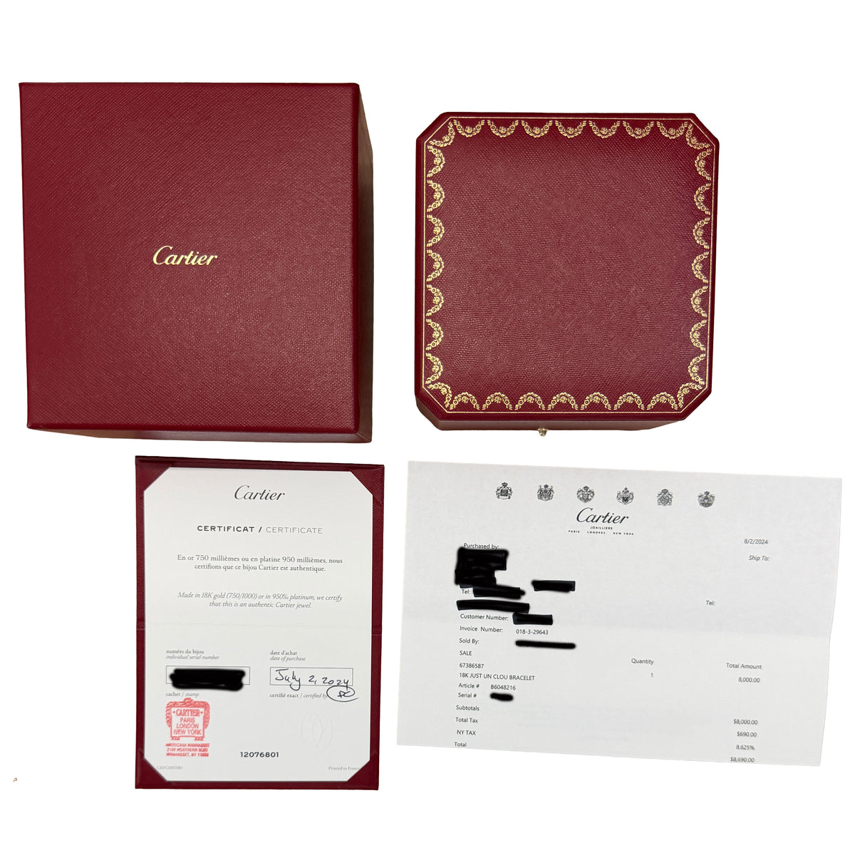 Cartier Yellow Gold  Juste Un Clou Bracelet box