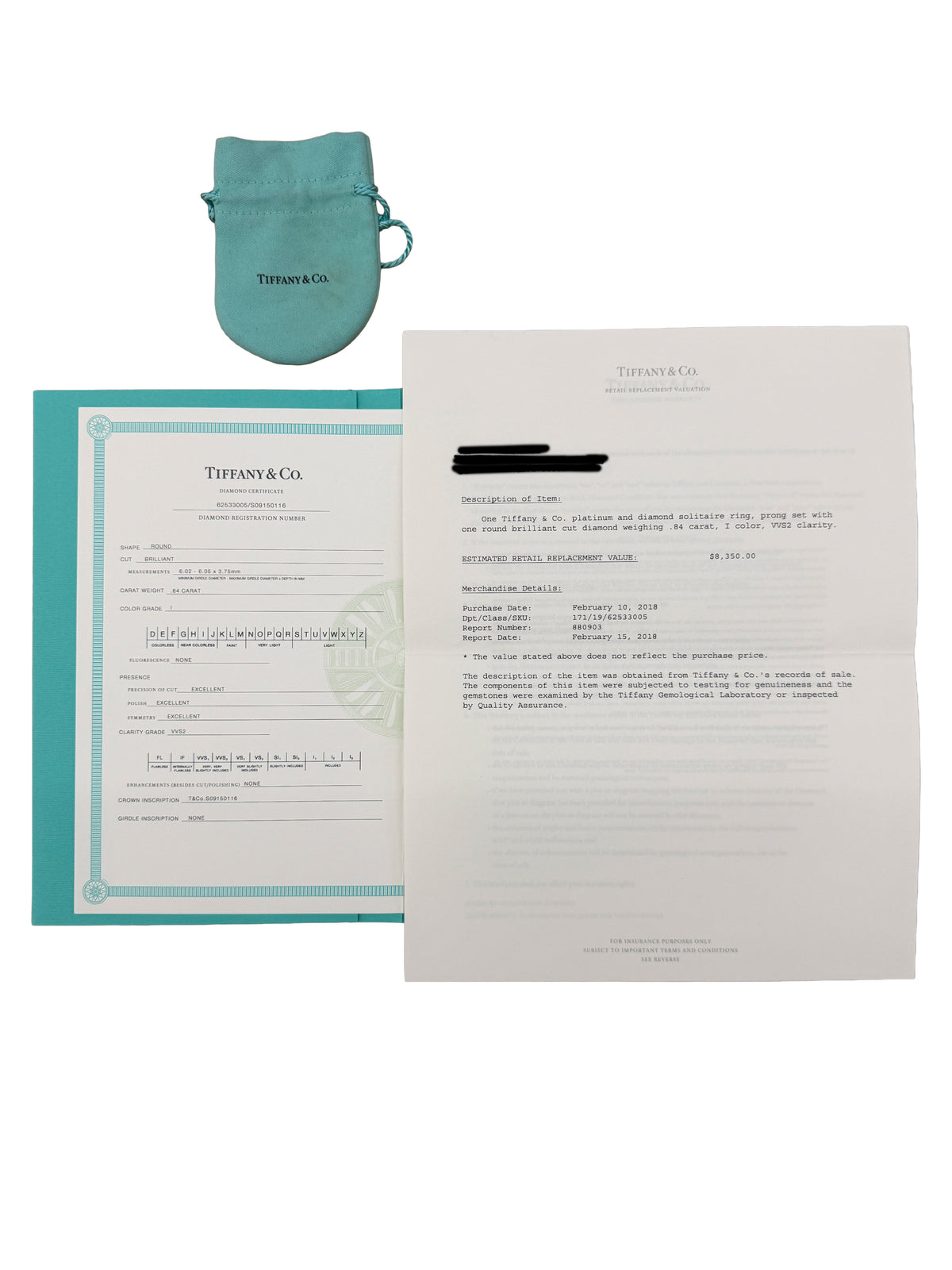 Tiffany & Co. 0.84 ct Round Brilliant Diamond Engagement Ring box