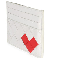 Bottega Veneta White Red Nappa Intrecciato Heart Card Holder Wallet 2