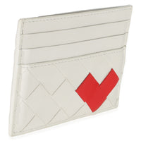 Bottega Veneta White Red Nappa Intrecciato Heart Card Holder Wallet 3