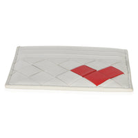 Bottega Veneta White Red Nappa Intrecciato Heart Card Holder Wallet 5