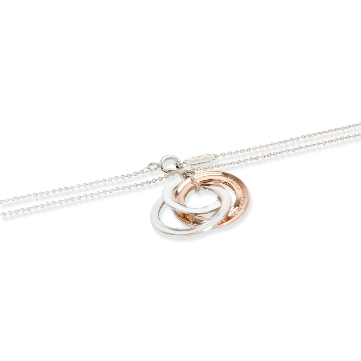 Tiffany & Co. Sterling Silver & Rubedo 1837 Circle Pendant clasp